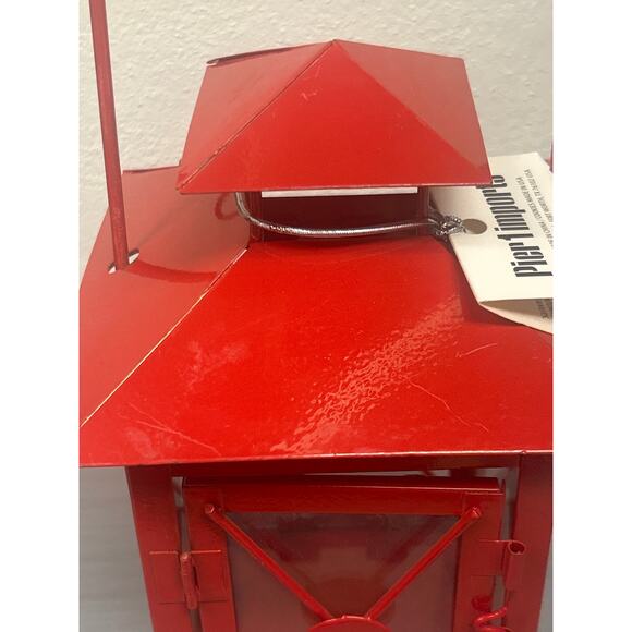 Pier 1 Imports Red Glass Metal Hanging Free Standing Small Lantern - Picture 4 of 11